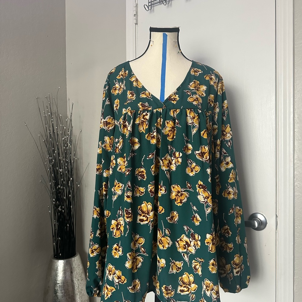 Green Ruffled Blouse with Relaxed Fit